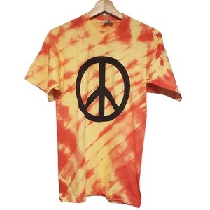 Backstage Pass T Shirt Vintage Tie Dye Peace Sign Single Stitch Orange Small/Med